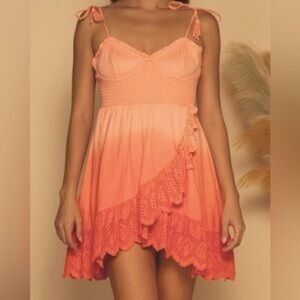 SHORE brand peach ombre mini capri tank dress L
